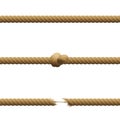 Ropes Intact Knot Broken Hanging By A Thread Frayed Cord