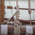 Ropes and lashings on a sailing boat Royalty Free Stock Photo