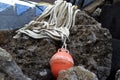 Ropes from an old sailing boat, close-up Royalty Free Stock Photo