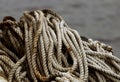 Ropes from an old sailing boat, close-up Royalty Free Stock Photo