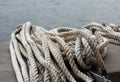 Ropes from an old sailing boat, close-up Royalty Free Stock Photo