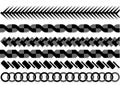 Ropes pattern brushes. Seamless nautical rope and chain stripes isolated on background.