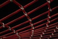 Ropes in the playground. Climbing net, shot close-up. Ropes fastened with links Royalty Free Stock Photo