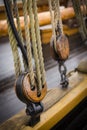 Ropes and pulleys at a vintge yacht