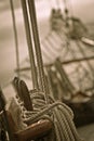 Ropes and rigging on old ship Royalty Free Stock Photo