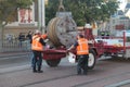 Ropes in tramrails on the Prince day Parade in The Hague