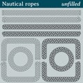 Ropes, vector brushes unfilled Royalty Free Stock Photo