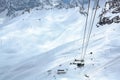 Ropeway or cable car station in the ski area of the zugspitze, the highest mountain in germany in the bavarian alps, copy space Royalty Free Stock Photo