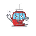 Ropeway Cartoon design style speaking on a phone