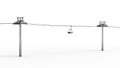 Ropeway and lift on white background. 3d rendering Royalty Free Stock Photo