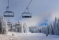 Ropeway on sunny winter day