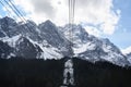 Ropeway to the top of the zugspitze, the highest mountain in germany in the bavarian alps Royalty Free Stock Photo