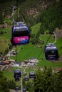Ropeways in Soelden Tyrol - a popular place for tourists - SOELDEN, AUSTRIA, EUROPE - JULY 28, 2021 Royalty Free Stock Photo