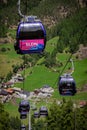 Ropeways in Soelden Tyrol - a popular place for tourists - SOELDEN, AUSTRIA, EUROPE - JULY 28, 2021 Royalty Free Stock Photo