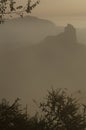 Roque Bentaiga backlighting in The Nublo Rural Park. Royalty Free Stock Photo