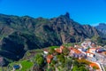 Roque Bentayga overlooking Tejeda village at Gran Canaria, Canary Islands, Spain Royalty Free Stock Photo