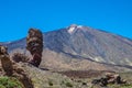 Roque Cinchado rock formation in front of Teide volcano Royalty Free Stock Photo