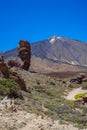 Roque Cinchado rock formation in front of Teide volcano Royalty Free Stock Photo