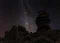 The Roque Cinchado in Tenerife at night with the Milky Way in the background. Royalty Free Stock Photo