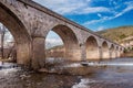 Roquebrun bridge in Haut Languedoc, Occitanie, France Royalty Free Stock Photo