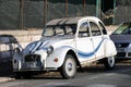 White And Blue Striped Citroen 2 CV