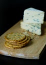 Roquefort Stilton cheeses with crackers