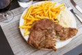 Roquefort veal steak served with fried potato