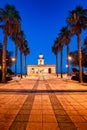 Roquetas de mar, Spain; August 29th 2021: Lighthouse of Roquetas de Mar in the blue hour Royalty Free Stock Photo