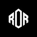 ROR letter logo design with polygon shape. ROR polygon and cube shape logo design. ROR hexagon vector logo template white and Royalty Free Stock Photo