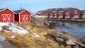 Rorbu cabins in Stokmarknes, Vesteralen, Norway Royalty Free Stock Photo