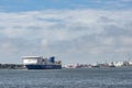 Roro and passeger ship underway Klaipeda seaport Royalty Free Stock Photo