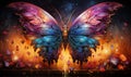 Abstract butterfly glowing quantum holographic surreal Generative AI