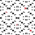 Rorschach spots pattern , black and red isolated on white seamless repeatable tile for psychology background