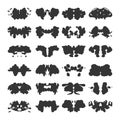 Rorschach test cards. Vector illustration. Psychiatric method. Set with symmetrical abstract ink stains, blobs, splash inkblots.