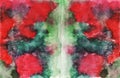 Rorschach test, watercolor, monotype, abstract colorful symmetric painting, texture background for your design. green blue red Royalty Free Stock Photo