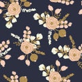 Rosa Blush Noisette. Hand drawn seamless floral pattern Royalty Free Stock Photo