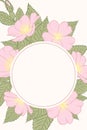 Rosa canina wild rose wreath border frame template Royalty Free Stock Photo