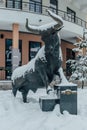 Rosa Khutor, Sochi, Russia, December 17, 2016: Statue of Bull