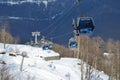 Rosa Khutor, Sochi, Russia, January, 26, 2018.Russia, Sochi ski resort `Rosa Khutor`. Skiers and snowboarders in the cabin of the
