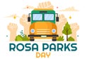 Rosa Parks Day Vector Illustration with the First Lady of Civil Rights, Handcuff and Bus in National Holiday Celebration