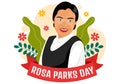 Rosa Parks Day Vector Illustration with the First Lady of Civil Rights, Handcuff and Bus in National Holiday Celebration