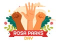 Rosa Parks Day Vector Illustration with the First Lady of Civil Rights, Handcuff and Bus in National Holiday Celebration