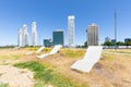 Argentina Rosario concrete deckchairs on the Parana riverside