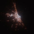 Rosario (Argentina) street lights map. Satellite view on modern city at night.