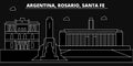 Rosario, Santa Fe, silhouette skyline. Argentina - Rosario, Santa Fe, vector city, argentinian linear architecture