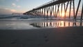 Rosarito Beach Waves Lapping Pier Sunset