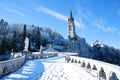 Rosary Basilica of Lourdes during winter Royalty Free Stock Photo
