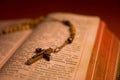 Rosary beads and breviary