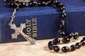 Rosary beads, cross and Bible Royalty Free Stock Photo