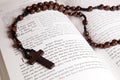 Rosary beads, cross and Bible Royalty Free Stock Photo